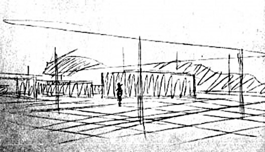 Perspectiva do Museu para uma Cidade Pequena. Mies Van der Rohe, 1940-1943