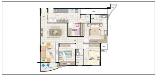 Planta humanizada, apartamento do Edifício Gennesis (100,45m², terminação 01), Maceió, 2010