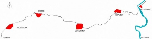 Região Metropolitana de Londrina: núcleos urbanos iniciais servidos por ferrovia