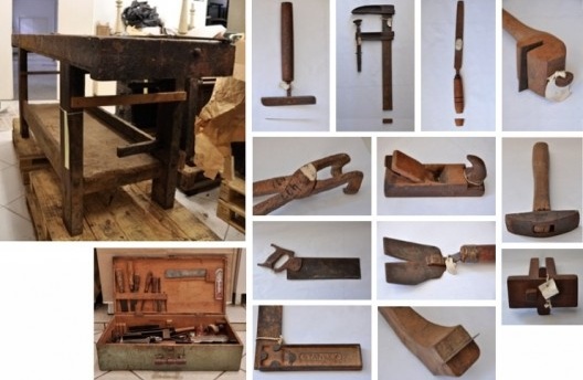 Museu do Trabalho e do Trabalhador, projeto museográfico, bancada de marceneiro e ferramentas acervos e coleções locais
