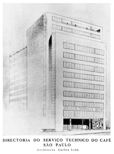 Edifício da Diretoria do Serviço Técnico do Café, São Paulo SP, 1935. Arquiteto Carlos Leão Consultoria de Le Corbusier, paisagismo de Roberto Burle