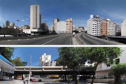 Vistas do Elevado Costa e Silva, o famigerado \"Minhocão\" de São Paulo