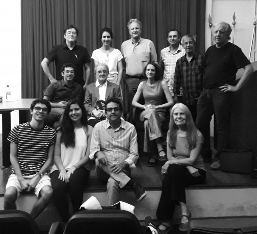 Em pé: Fabiano Diniz, Julieta Leite, Fernando Diniz, Pascal Machado, Gilson Gonçalves e Roberto Ghione; sentados: Bruno Lima, Hector Vigliecca, Livia Nóbrega; na frente: Amanda Silvestre e Matheus Dantas, Enio Laprovítera e Vera Pires