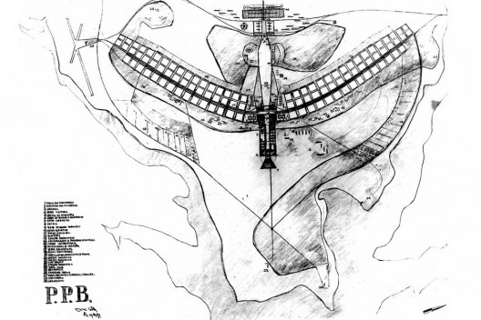 Desenho para o concurso do Plano Piloto, original de Lucio Costa