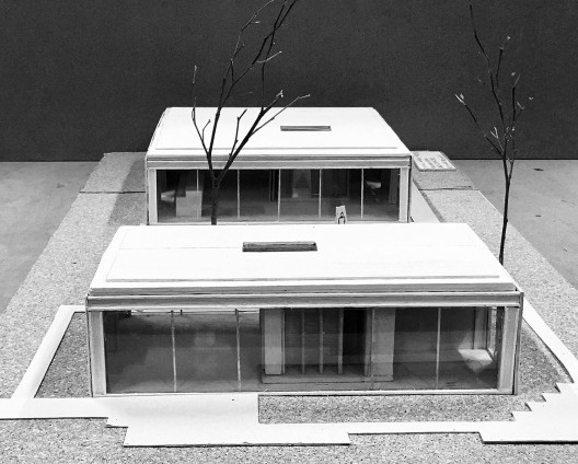 Casa Rogers, foto da maquete desenvolvida pelos alunos da disciplina Desenho Arquitetônico da Universidade São Judas Tadeu em 2018, Richard Rogers e Su Rogers, 1968-1969.