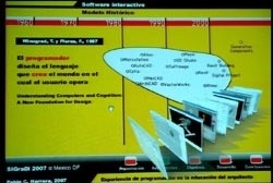 Tela da apresentação de Pablo Herrera, da Universidad Peruana de Ciencias Aplicadas, que utiliza programação de CAD para a geração de formas