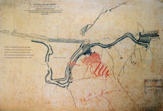 Projeto de contenção das encostas da Serra do Mar após deslizamentos no trecho entre o viaduto da Grota Funda e o túnel nº 8, 1916