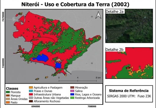 Mapa de uso e cobertura da terra em Niterói no ano de 2002