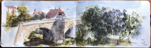 Pont de Saint-Jean (1259). Lápis e aquarela sobre papel 200g/m2