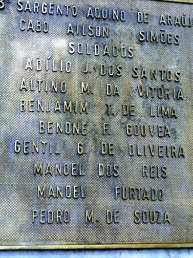 Praça João Clímaco: placa com o nome dos combatentes homenageados