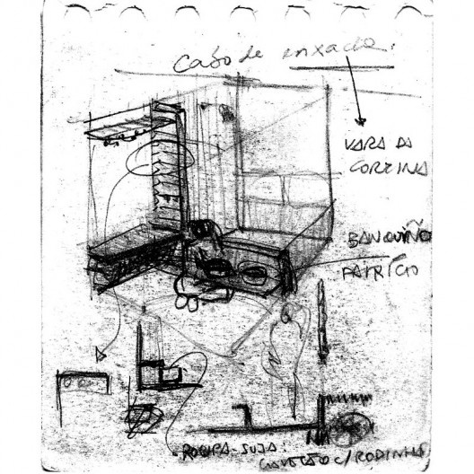 Casa 14 Bis, croquis de mobiliário. Arquiteto Pôla Pazzanese