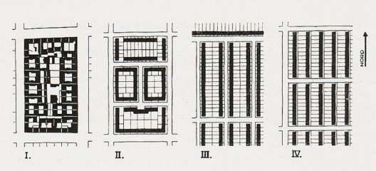 Desenho de Ernst May publicado na da Revista Das Neue Frankfurt, n. 4/, 1930. Extraído de “Formes urbaines, de l'îlot à la barre”