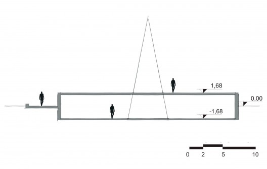 Monumento a Estácio de Sá, corte esquemático
