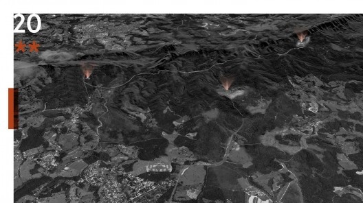 Exercício especulativo de recuperação da paisagem e novos pontos de conexão — percursos, planícies e pontos nodais, Brumadinho MG. Arquitetos Lucas de Sousa, Mariana Alves Barbosa, Pedro Machado Meneghel, Renata Semin e Vitória Paulino