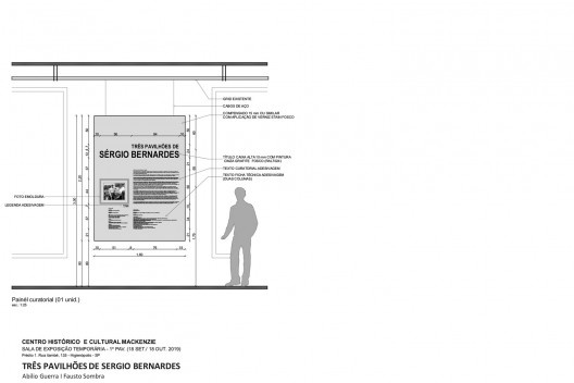 Exposição “Três pavilhões de Sérgio Bernardes”, painel do texto curatorial, concepção de Abilio Guerra e Fausto Sombra