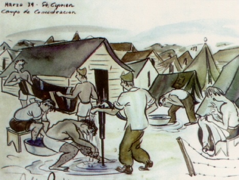Eduardo Robles Piquer. Dibujo de Campo de concentración. Saint Cyprien (1939)