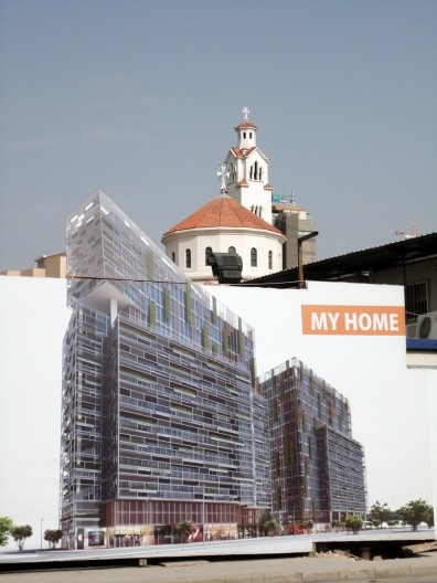 Tapume do Plus Towers, Arquitectonica