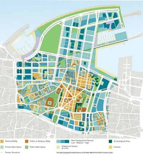 Master plan de downtown, com as intervenções de Solidere