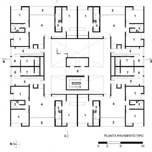 Edifícios Penhasco das Gaivotas, planta pavimento tipo