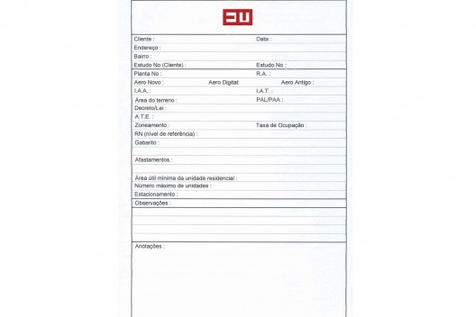 Procedimento: Racionalização do Processo do Projeto. Documento gerado: Folha de Diagnóstico de Terreno.