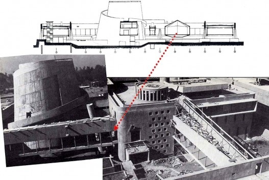 Corte original e imagem da construção. Montagem apresentada no Seminário Estratégias para La Intervención Del Patrimônio Moderno. Naciones Unidas – Cepal - Docomomo Chile, jan. 2011