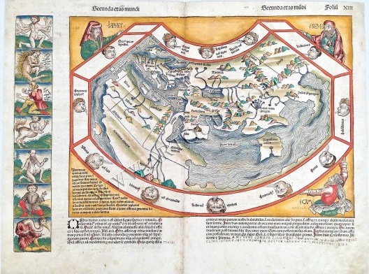 “Inventando o Outro: Sem título”, mapa de Hartmann Schedel, de 1793, publicado no Nuremberg Chronicle
