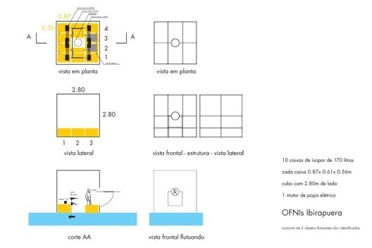Guto Lacaz, “OFNI – objeto flutuante não identificado”, projeto, Lago do Parque do Ibirapuera, São Paulo, 2012