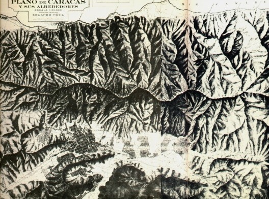 Fotografia usada no estudo das tendências de crescimento da cidade. Plano de Caracas, Eduardo Röhl, 1934