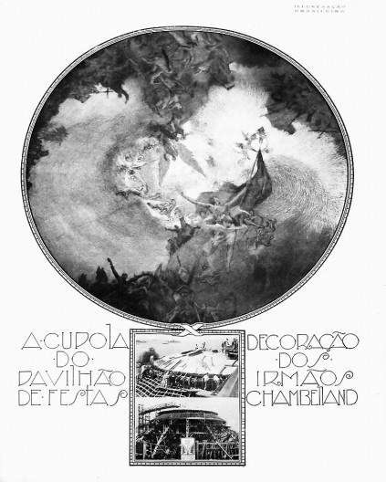 Cúpula do Pavilhão de Festas da Exposição Internacional do Centenário da Independência, realizada no Rio de Janeiro em 1922, com a pintura decorativa realizada por Rodolpho e Carlos Chambelland