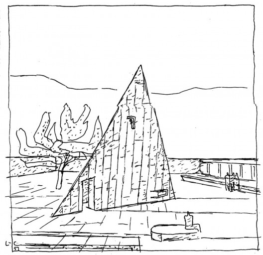 Croquis do mausoleo de Delgado Chalbaud em Caracas. Le Corbusier, 1951