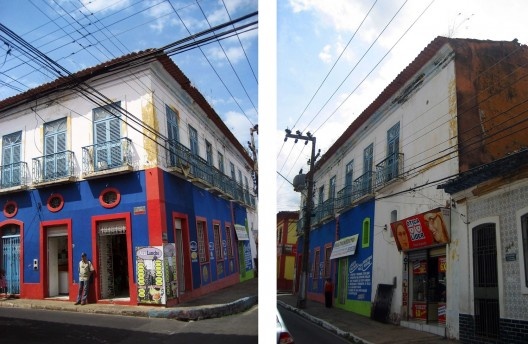 Casarão e a fiação elétrica / Porta de loja anteriormente não existente