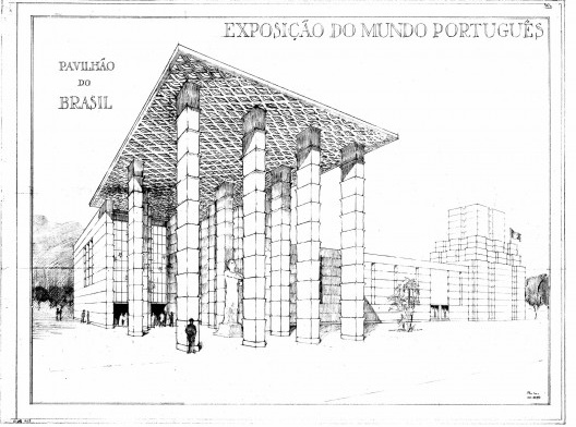 Raul Lino, Perspectiva do Pavilhão do Brasil, 1939, Exposição do Mundo Português (1940), Belém, Lisboa