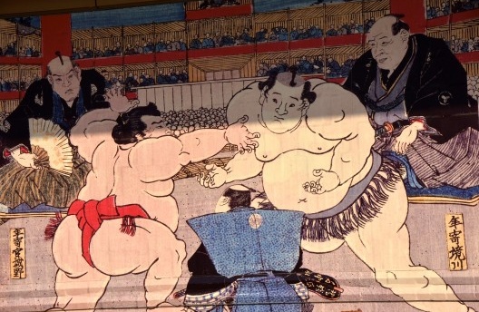 Pintura na parede de fora, arena de sumô, Tóquio