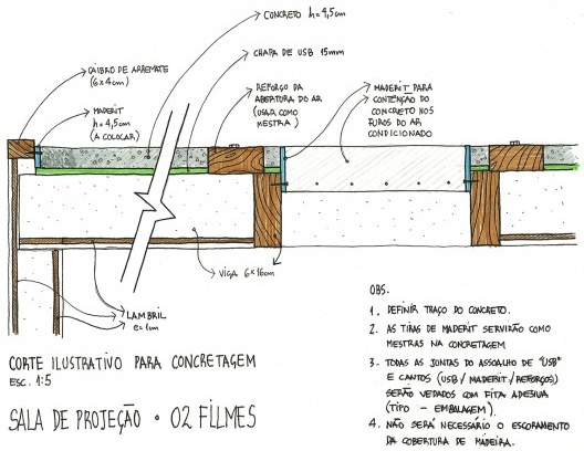 Reforma e ampliação O2 Filmes, croquis, São Paulo SP Brasil, 2013. Arquiteta Cristina Xavier