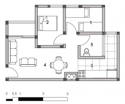 Conjunto Heliópolis Gleba G, pátio do conjunto, São Paulo, 2011, arquitetos Artur Katchborian e Mario Biselli Planta tipologia A