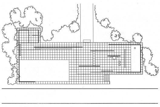 Pavilhão Alemão para a Exposição de Barcelona, planta, 1928-29, arquiteto Mies van der Rohe