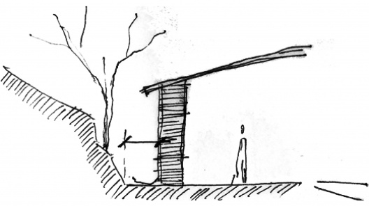 Canal de separación entre la casa y el talud que recoge el agua de la lluvia y conduce a otras partes el terreno
