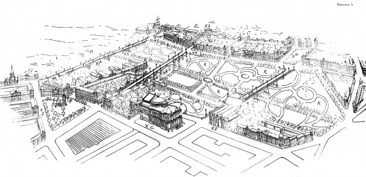 Perspectiva da área do Parque do Anhangabaú. Projeto de Freire e Guilhem