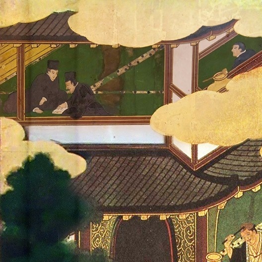 Biombo Namban, padres jesuítas em sala com tatami (detalhe), Museu de Arte Antiga de Lisboa