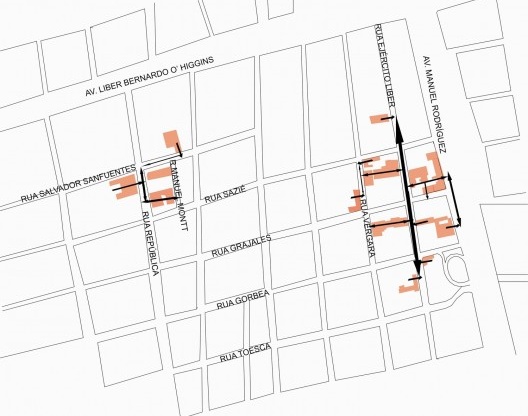 Mapa de permeabilidade de quadra criada no Conjunto da Universidade Diego Portales, Santiago do Chile