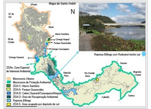 Mapa de Macrozonas e ZEIAs de Santo André