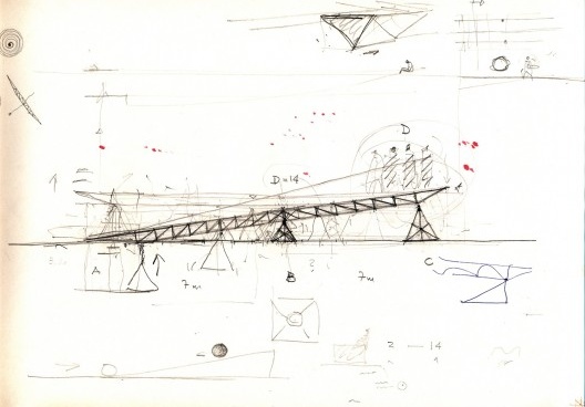 Croqui. Estudo para estrutura do cenário/ rampa