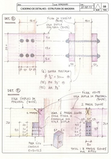 Casa em Gonçalves, desenhos de concepção estrutural, Gonçalves MG Brasil, 2012-2013. Arquiteto André Vainer / André Vainer Arquitetos