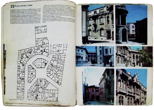 Inventario de Arquitectura Anónima (BOZA, C; DUVAL, H., 1982), páginas destinadas à descrição do tecido urbano do setor Concha y Toro, em Santiago Poniente