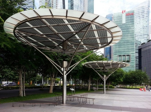 Estruturas híbridas de ventilação movidas a energia solar, Marina Bay, Cingapura