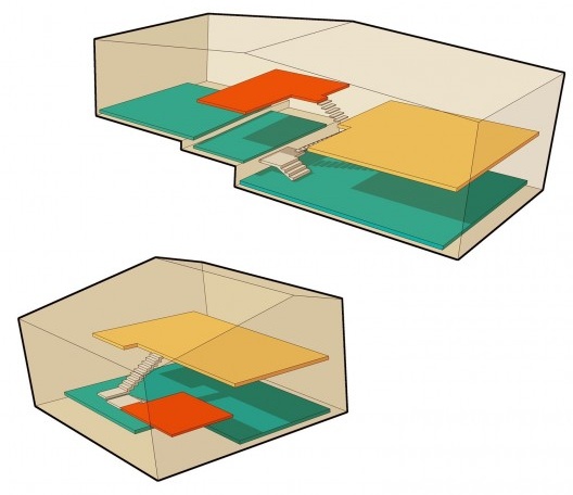 Casa Baeta e Casa Buchholz, esquema dos meios-níveis