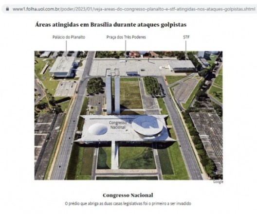 Esquema do arranjo urbano da Praça dos Três Poderes e dos palácios de Brasília
