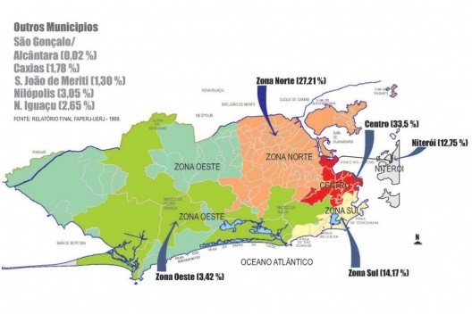 Mapa 1. Índice do número de moradores de rua por região do Rio de Janeiro
