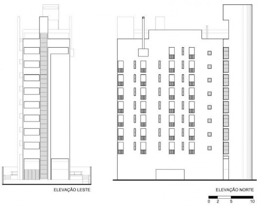 Edifício Aspen, elevações leste e norte