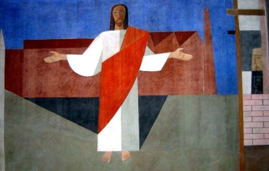 Alfredo Volpi, Cristo Operário, 1951, têmpera, 187 x 310 cm